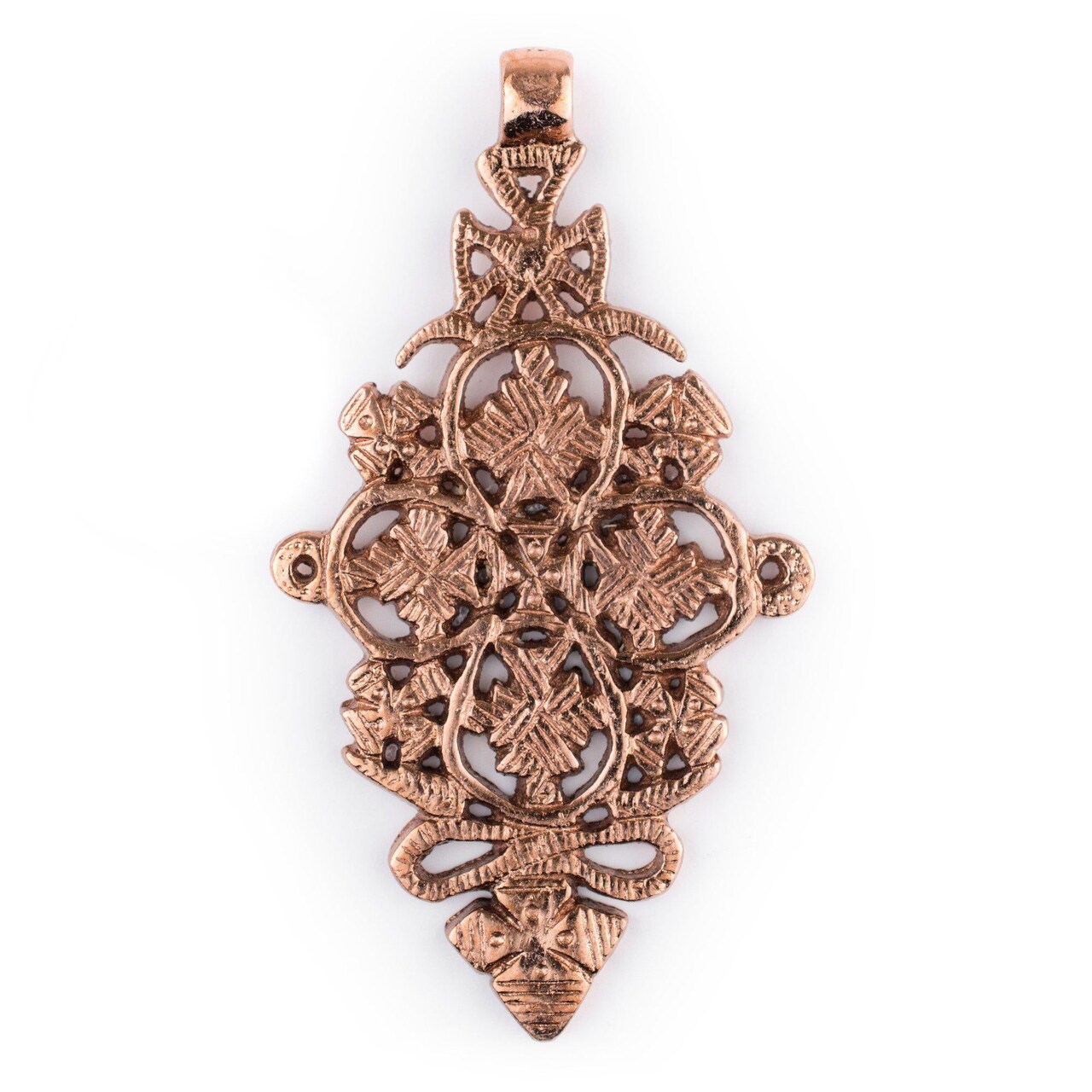 Adama Copper Coptic Cross Pendant (45x85mm): Authentic Ethiopian East African Design for Jewelry & Necklace Making